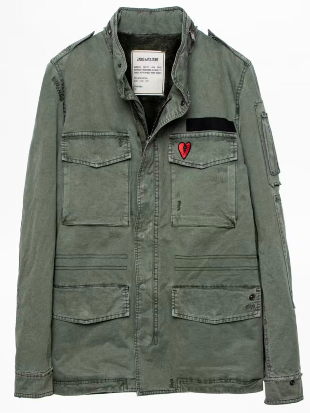 Zadig & Voltaire Bernard Grunge Faux Fur Military Parka XL
